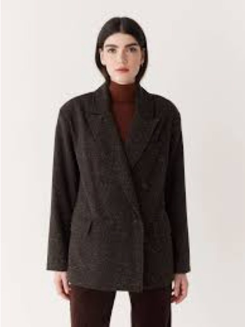 Frank & Oak Double-Breasted Dark Brown Blazer